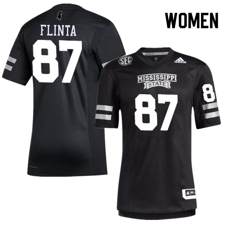 Women #87 Logan Flinta Mississippi State Bulldogs College Football Jerseys Stitched-Black